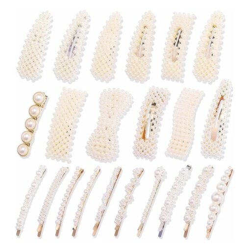 Gold and silver 32 Pcs Hand-made line styles Pearl Hair Clips Large Hair Clips Pins Barrette Ties Hair for Women Girls, Hair Accessories Pearl Hair Clips for Party Wedding Daily