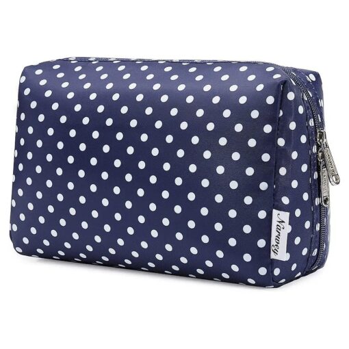 Large Makeup Bag Zipper Pouch Travel Cosmetic Organizer for Women ( Large, Polka Dot )