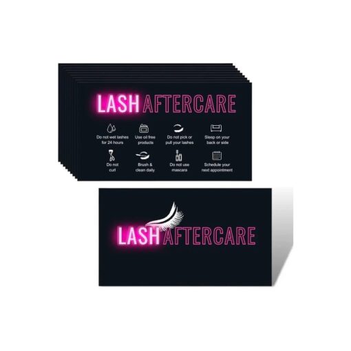 Lash Extension Aftercare Instructions Cards 100 Pack Eyelash After Care Card for Business Client Double Sided Size 3.5 x 2 inches Pink & Black ( 3.5 * 2 ``, Pink & Black )