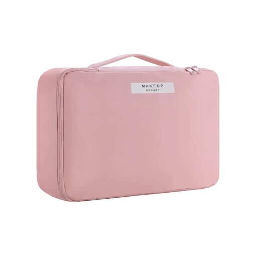 HCFGS Travel Makeup Organizer, Cosmetic Bag for Women Cosmetic Travel Makeup Bag Cosmetic Case Large Travel Toiletry Bag for Girls Brush Bags, Reusable ( Pink )