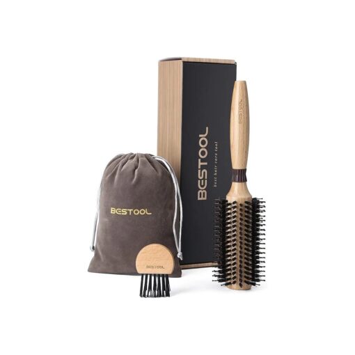 BESTOOL Round Brush for Blow Out, Boar Bristles with Nylon Pins, Round Hair Brush, Professional Round Styling Brush for Men and Women, Straightening, Curling, Improving Hair Texture ( Barrel 22mm )