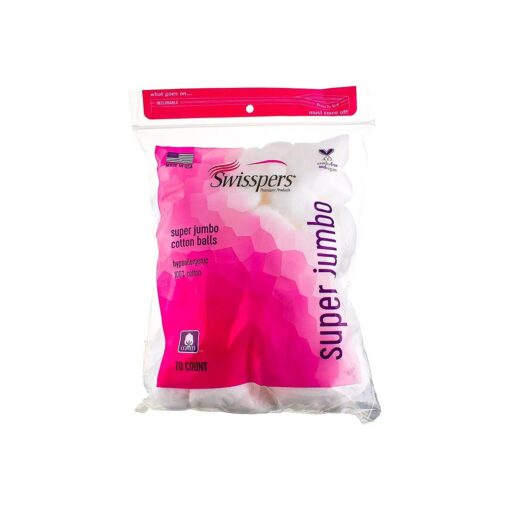 Swisspers Super Jumbo Cotton Balls, 100 % Cotton, 70 ea ( Pack of 4 )