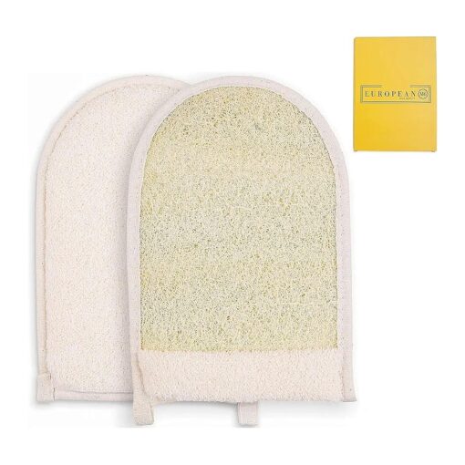 Loofah Exfoliating Body Scrubber - Dual Side Big Size Exfoliator Bath Sponge Glove, Natural Organic Large Luffa for Women and Men Deep Exfoliation Loofa Wash Mitt Fit Perfect in Your Hand