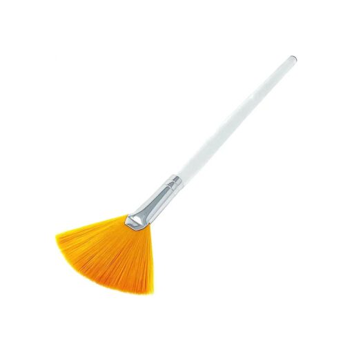 Large Fan Mask Brush - Acid Applicator for Glycolic Peel, Facial Masques, Taklon Bristle with Clear Handle