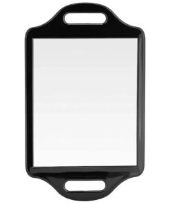 MIRRORVANA X-Large Barber Hand Held Mirror with Double Comfy Handles - Big & Long Back of Head Mirror for Men 's Haircut, Barbershop, Salon and Professional Hair Stylists - 14" x 8.5" ( Black )