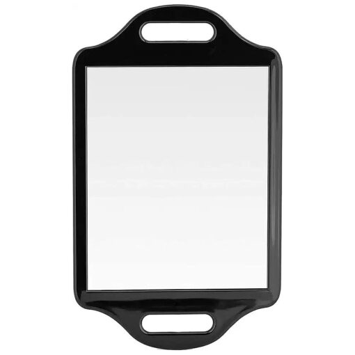 MIRRORVANA X-Large Barber Hand Held Mirror with Double Comfy Handles - Big & Long Back of Head Mirror for Men 's Haircut, Barbershop, Salon and Professional Hair Stylists - 14" x 8.5" ( Black )