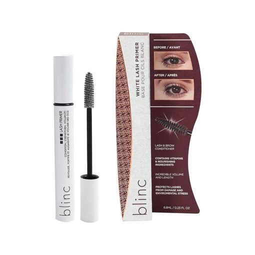 White Lash Primer, Lash Boosting Conditioning Eyelash Primer Mascara with Vitamin E and Growth Promotion Peptides, Volumizing and Lengthening White Mascara Primer, 6.8mL / 0.23 Fl, Oz