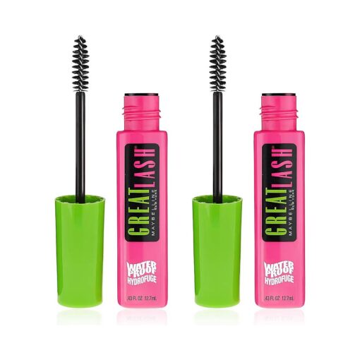 Maybelline Great Lash Waterproof Mascara, Volumizing, Lengthening and Lash-Doubling Formula for Thicker Lashes, Very Black, 2 Count