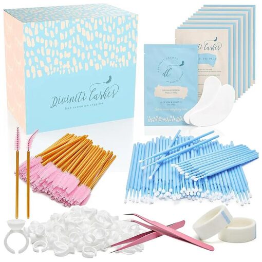 Lash Extension Supplies, Spa Gifts for Adults - Lash Tech Supplies for Eyelash Extension Supplies - Under Eye Pads, Tweezers, Wands, Swabs, Glue Rings, Eyelash Extension Tape, White Elephant