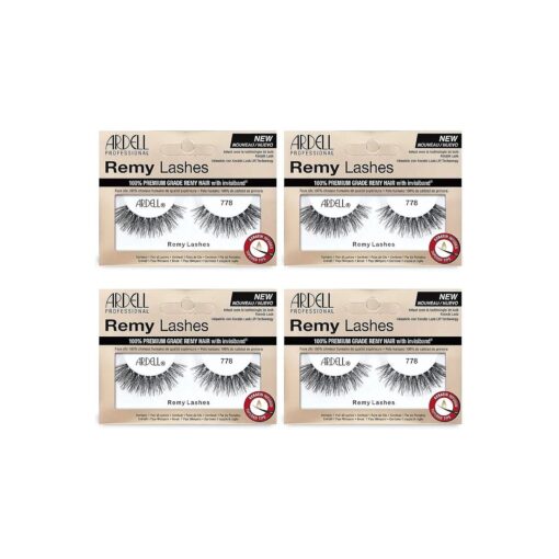 Ardell Remy Lash 778, Premium Grade Remy Hair False Lashes with Invisiband, 4 pairs