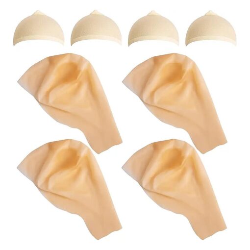 4PCS Halloween Makeup Latex Bald Caps with 4PCS Bald Head Wig Caps for Adult - Bald Cap for Men Women Costume Halloween Theme Party