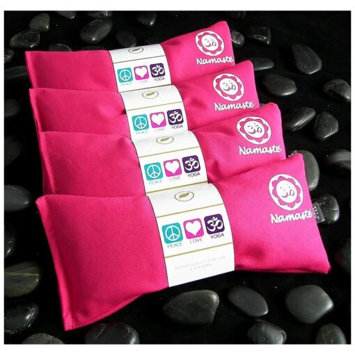 Namaste Lavender Yoga Eye Pillows - Hot Cold Aromatherapy for Stress, Meditation, Spa, Relaxation Gifts - Set of 4 - Pink Cotton