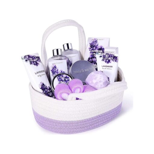 Gift Baskets for Women - Regalos Para Mujer, Body & Earth Gift Sets with Bubble Bath, Shower Gel, Body Lotion, Lavender Spa Gifts for Women, Spa Kit Mom Gifts, Mothers Day Gifts for Mom