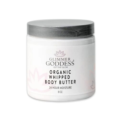 GLIMMER GODDESS Organic Whipped Body Butter- Lavender Lemon, Vegan, 24 Hr Hydration, Less Stretch Marks, All Skin Types, Child-Safe, Organic, 8 oz