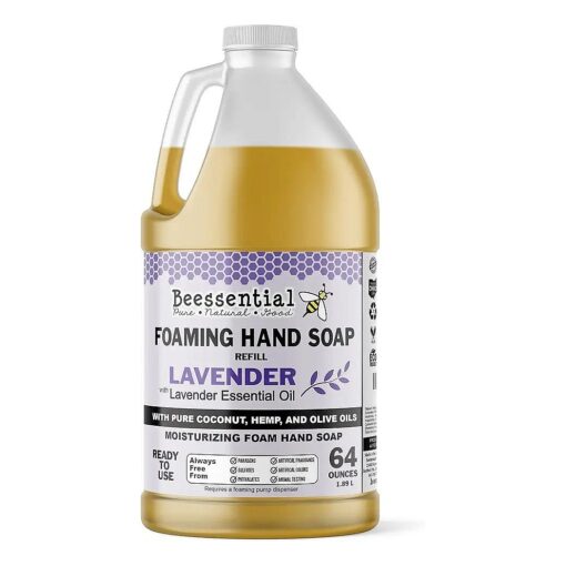 Beessential All Natural Bulk Foaming Hand Soap Refill, 64 oz Lavender | Made with Moisturizing Aloe & Honey - Made in the USA