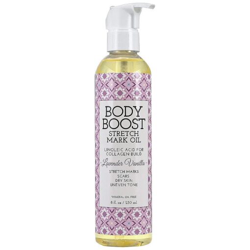 Body Boost Lavender Stretch Mark Oil 8oz- Repair Stretch Marks and Scars- Pregnancy and Nursing Safe- Vegan