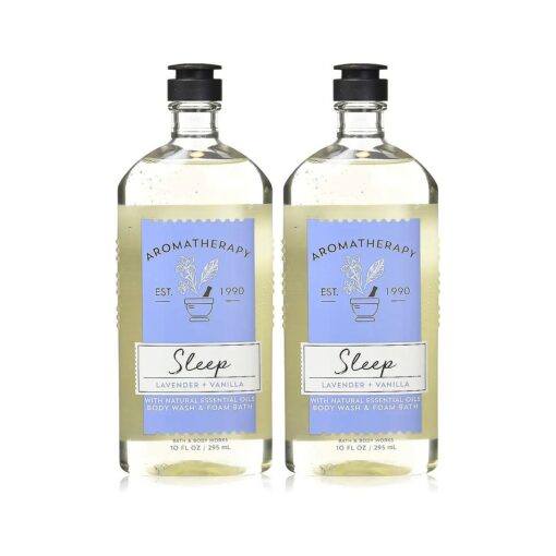 Bath and Body Works Aromatherapy Sleep Lavender Vanilla Body Wash Foam Bath 10 Ounces per bottle - 2 Pack