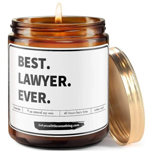 Lawyer Gifts for Women - Best Lawyer Ever 9oz Soy Candle - Law School Gifts for Female Lawyers, Woman Lawyer Men Attorney Thank You, Student Graduation, Office Desk Decor, Bar Exam Present