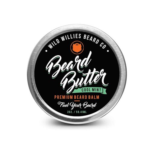 Wild Willies Premium Beard Balm Leave-In Conditioner Natural, Organic Ingredients Promote Fast Beard Growth, Removes Itch & Dandruff - Beard Butter Restores Moisture - 2 Oz, Cool Mint Scent