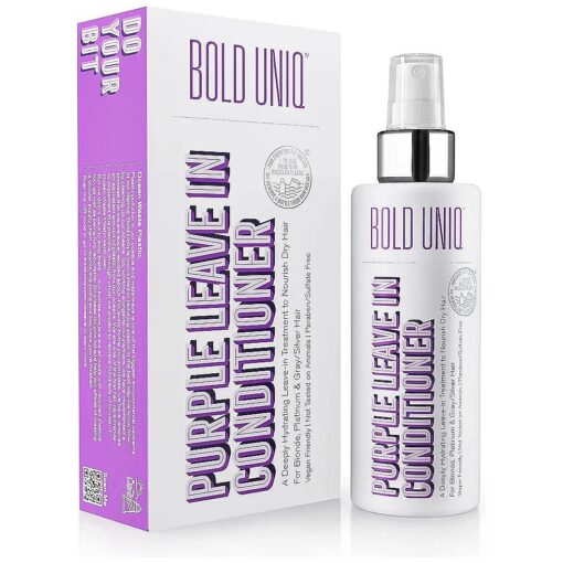 BOLD UNIQ Purple Leave In Conditioner for Dry & Damaged Blonde, Platinum & Gray/Silver Hair, Light Toning, Hydrating & Detangling, Peta-approved, Vegan & Cruelty-Free, Sulfate & Paraben Free .