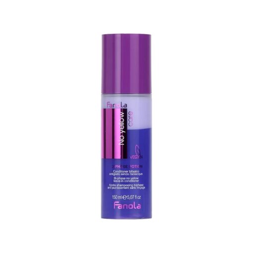 Fanola No Yellow 2 Phase Potion Leave In Conditioner With Violet Pigment For All Blonde Hair Types To Combat Frizz & Humidity 5.1oz