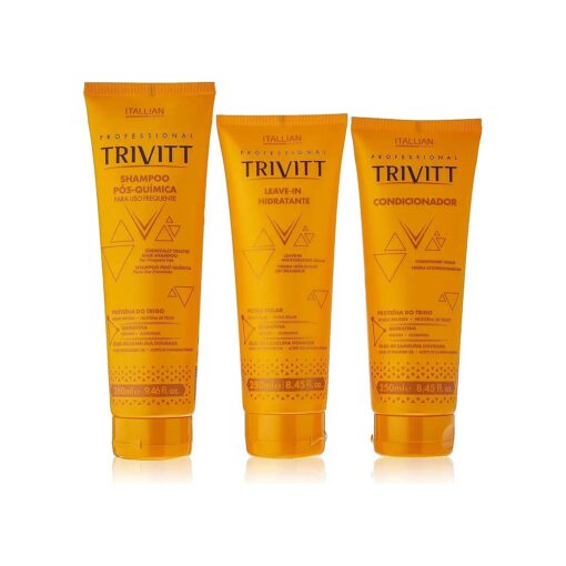 3 Piece Hair Care Kit with Shampoo 280ml, Conditioner 250ml and Leave-In Moisturizing Cream 250ml for Colored and Chemically Treated Hair with Natural Oils - Professional Trivitt by Itallian Hairtech