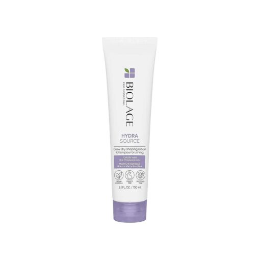 Biolage Hydra Source Blow Dry Shaping Lotion | Leave-In Heat Protectant | Nourishes, Hydrates & Provides Long-Lasting Style | With Aloe & Hyaluronic Acid | Vegan & Cruelty-Free | 5.1 fl, oz