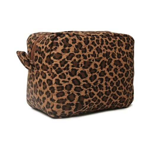 Leopard Cosmetic Bags Big Cheetah Print Makeup Bag Lightweight Canvas Travel Toiletry Purses Accessories Organizer Pouch Gifts for Women