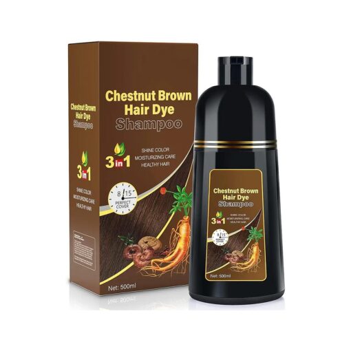 KAISASA Hair Color Shampoo, Chestnut Brown Hair Dye Shampoo 3 in 1 for Women & Men, Herbal Ingredients, Shampoo Hair Dye in Minutes/Semi-Permanent/ ( 17.6 FL OZ )