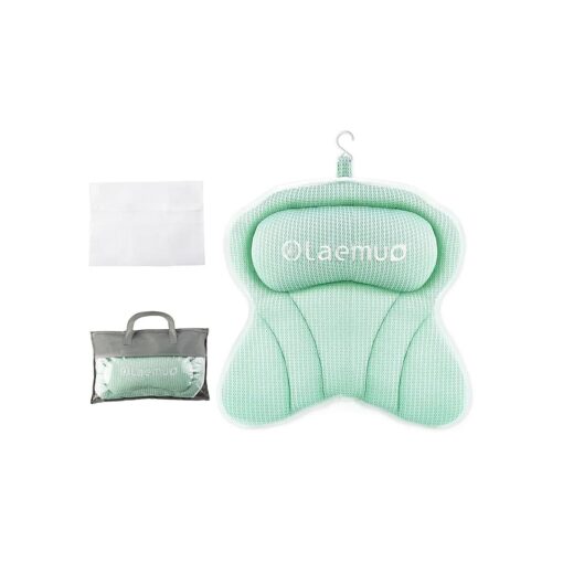 Bath Pillows for Tub, Bath Pillow Luxury Bathtub Pillow, Soft Bath Tub Pillow for Bathtub for Head and Neck, Bathtub Neck Pillow with Strong Suction Cups for Tub, Bathtub Accessories-Light Green