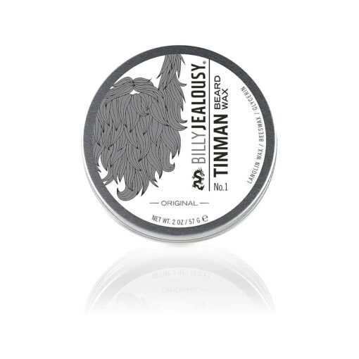 Billy Jealousy Tinman Beard Wax with Light Hold & Matte Finish, Nourishing Beard Care Product Formulated with Natural Beeswax & Glycerin for Soft, Tamed Facial Hair, 2 Oz