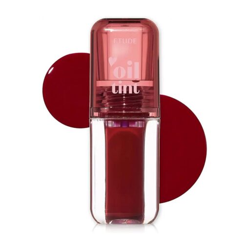 ETUDE Dear Darling Oil Tint # 2 Plum Berry 4.2g | High Moisturizing and Strong Hydrating Lip Oil/Lip Gloss | Smooth and Moist Lips | Non-Sticky Lip Oil Tint For Dry Lips | K-beauty