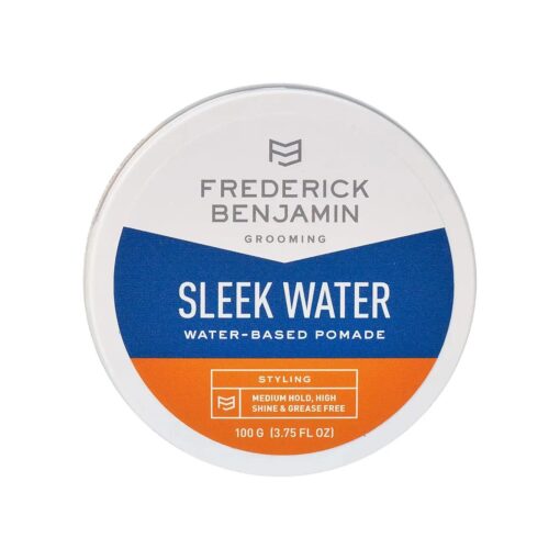 Frederick Benjamin Sleek Water Pomade for Men, Light & Easy to Apply Water Based Hair Pomade, Medium to Strong Hold, High Shine, Grease Free, Infused with Argan Oil & More, 3.75oz