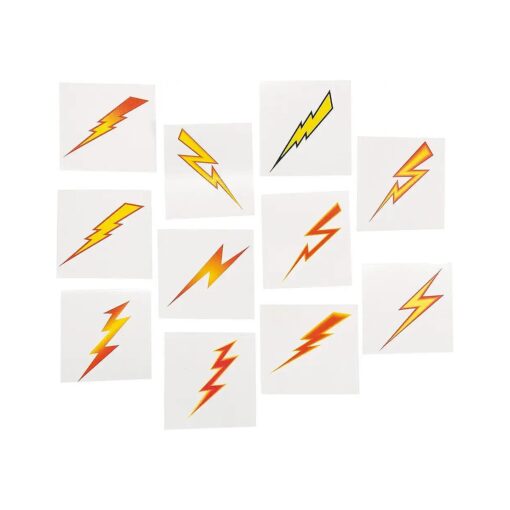 Lightning Bolt Temporary Tattoos - Bulk set of 72- Superhero, Potter and Birthday Party Favors and Handouts