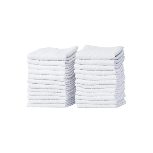 24-Pack White Thin 100 % Cotton Towel Washcloths, Lightweight, Commercial Grade and Ultra Absorbent