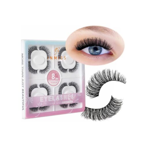 Lightweight Air False Eyelashes Natural Look Daily Wear Full Fluffy Fake Eyelashes Clear Band 18mm Lashes Soft Volume Lashes 8 Pairs Pack