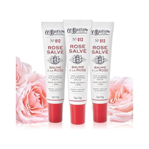 C.O, Bigelow Rose Salve Lip Balm Tubes 3 Pack, All Purpose Salves Moisturizing for Chapped Lips and Dry Skin