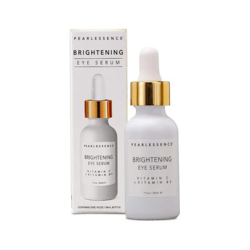 Pearlessence Brightening Eye Serum with Vitamin C + B3 - Helps Reduce Appearance of Fine Lines & Dark Under Eye Circles | Lightweight | Made in USA, Paraben Free & Cruelty Free ( 1 oz )