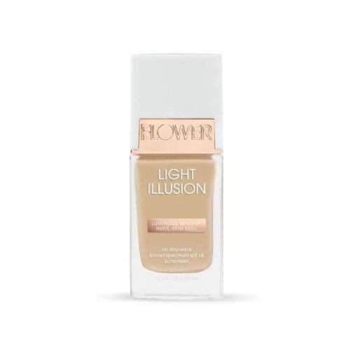 Flower Beauty Light Illusion Foundation with SPF 18 - Liquid Foundation Makeup with Buildable Coverage & Breathable/Lightweight Formula - Natural Complexion ( Nude ) ( 1 Count ( Pack of 1 ) )