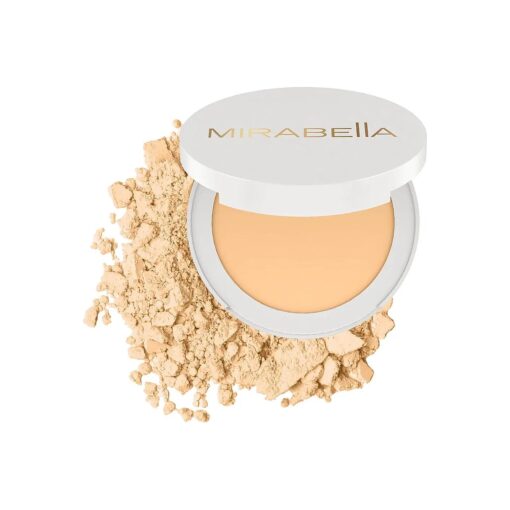 Mirabella Invincible For All Pure Press Powder Foundation Makeup, HD Finish Buildable Mineral Foundation for Sensitive Skin and All Skin Types with Hyaluronic Acid and Matrixyl 3000, Light L7