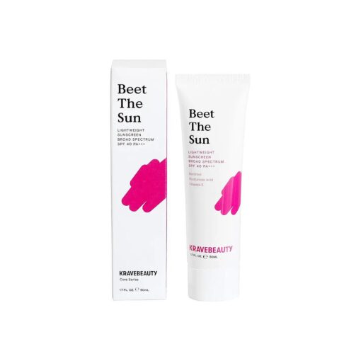 KraveBeauty Beet The Sun SPF 40 PA+++ Broad Spectrum Daily Non-Greasy Lightweight Chemical Sunscreen, No White Cast, No Pilling, for All Skin Types, Vegan and Cruelty Free, 1.7 fl oz