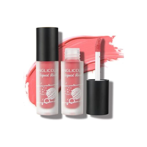 2PCS Anglicolor Cream Liquid Blush for christmas gifts Matte Velvet Blush Breathable Feel & Lightweight Blush Stick Skin Friendly Natural Blush Sheer Flush Of Color Cheek Blush Lipstick Eyeshadow ( ( 001-Peach )