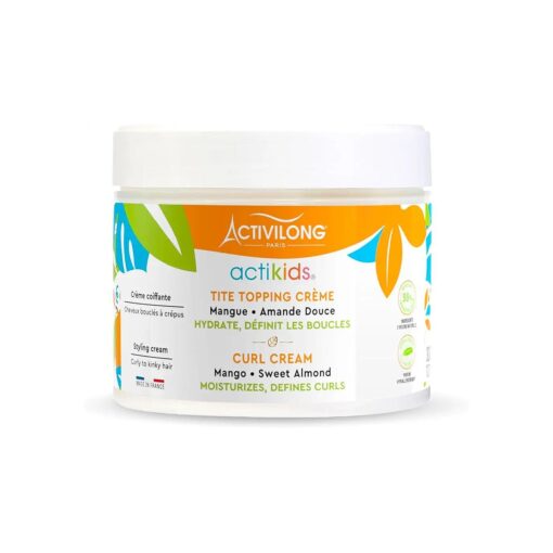 Actikids Topping Curl Cream - Light Melting Cream to Sculpt and Redefine Your Kid 's Curls - Enriched with Organic Sweet Almond Oil and Mango Butter - Non-Greasy/Leaves No Flakes - 300 ml .