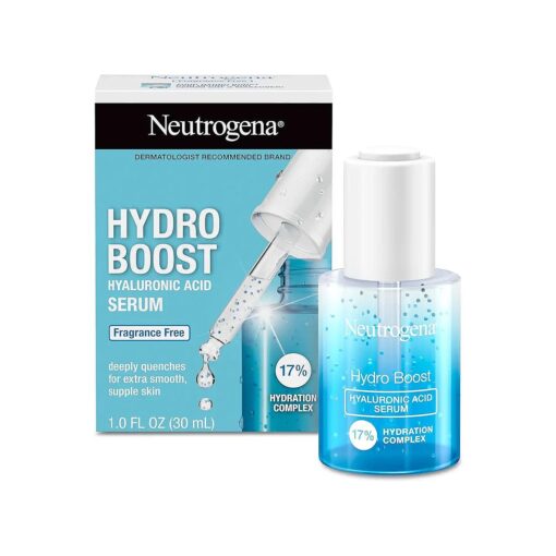 Neutrogena Hydro Boost Hyaluronic Acid Serum For Face with Vitamin B5, Lightweight Hydrating Face Serum for Dry Skin, Oil-Free, Non-Comedogenic, Fragrance Free, 1 oz