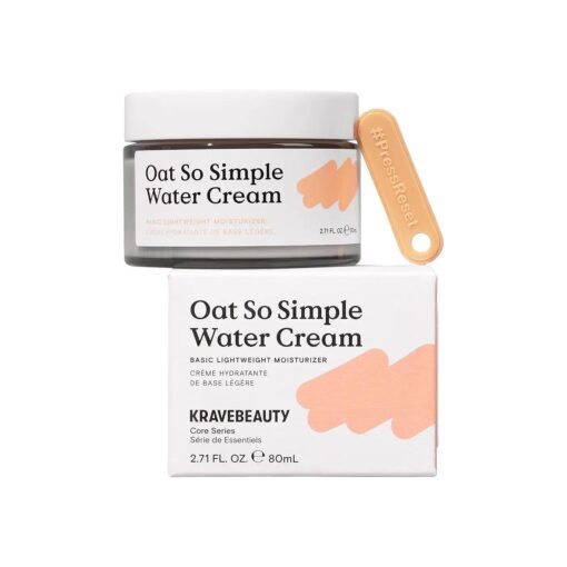 KraveBeauty Oat So Simple Water Cream - Daily Lightweight Moisturizer Enriched With Oat and Squalane to Soothe Irritation and Lock in Moisture, for All Skin Types, Vegan and Cruelty-Free, 2.7 fl oz