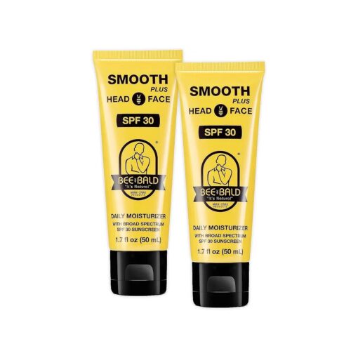 2-Pack Bee Bald SMOOTH PLUS Daily Moisturizer w/SPF 30 Broad Spectrum Sunscreen Tones, Hydrates & Moisturizes While Protecting Skin From The Sun 's Harmful UVA/UVB Rays, 1.7 Fl Oz Each