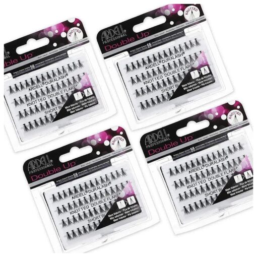 Ardell False Eyelashes Double Up Individuals Knotted Short Black 4 Pack