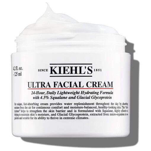 Kiehl 's Ultra Facial Cream, with 4.5 % Squalane to Strengthen Skin 's Moisture Barrier, Skin Feels Softer and Smoother, Long-Lasting Hydration, Easy and Fast-Absorbing, Suitable for All Skin Types