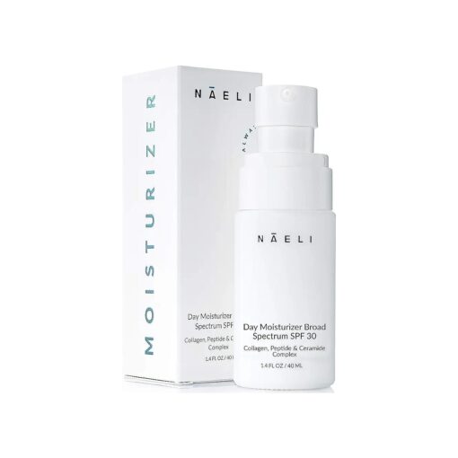 NAELI Face Moisturizer with SPF 30, Anti Aging Collagen & Peptide Cream, Reduces Wrinkles - Lightweight Skin Hydration with Hyaluronic Acid, Paraben Free & Non-Comedogenic Sunscreen, 1.4 oz