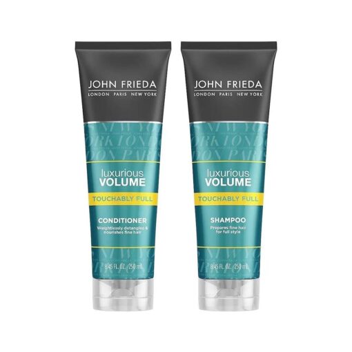 John Frieda Luxurious Volume Touchably Full Lightweight Shampoo and Conditioner Set for Natural Fullness, 8.45 Ounces, Volumizing Shampoo and Conditioner for Fine or Flat Hair